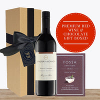Premium Red Wine & Gourmet Chocolate - Gift Box & Wrapped