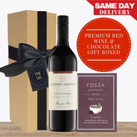Premium Red Wine & Gourmet Chocolate - Gift Box & Wrapped