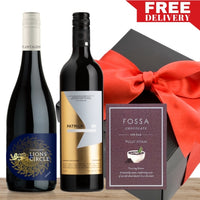 Two Premium Red Wine & Gourmet Chocolate Gift Box & Wrapped