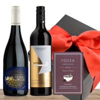 Two Premium Red Wine & Gourmet Chocolate Gift Box & Wrapped