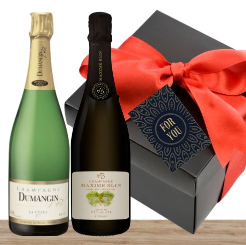 Two Premium Champagne Gift Box Wrapped + Card