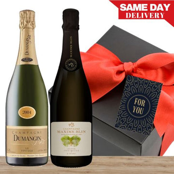 Two Premium Champagne Gift Box & Wrapped + Card