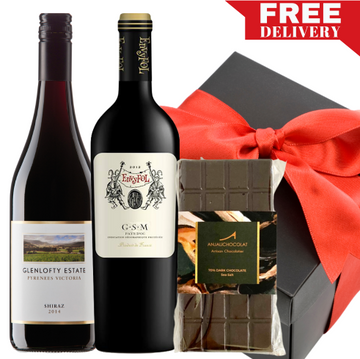 Two Red Wine & Gourmet Chocolate Father's Day Gift Box & Wrapped