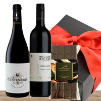 Two Red Wine & Gourmet Chocolate Gift Box & Wrapped