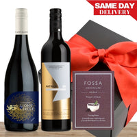 Two Premium Red Wine & Gourmet Chocolate Gift Box & Wrapped