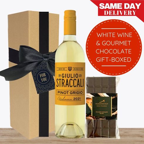 White Wine & Gourmet Chocolate - Gift Box & Wrapped