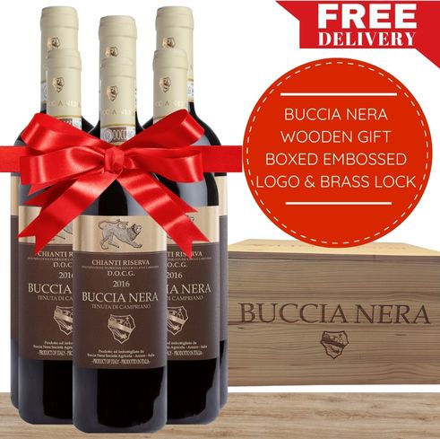 Buccia Nera Tenuta Di Campriano Chianti Riserva - Tuscany, Italy Premium Wooden Box & Wrapped
