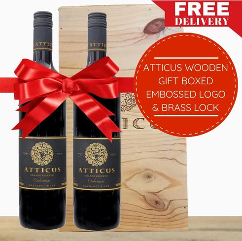 Atticus Grande Reserve Cabernet ~ Margaret River Wooden Gift Box & Christmas Gift-Wrapped