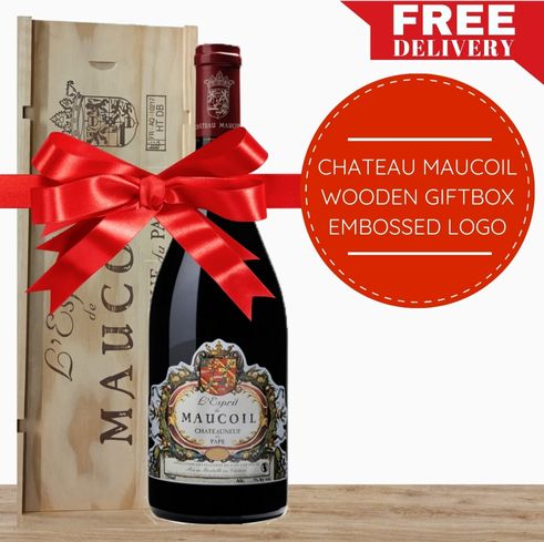 Château Maucoil Châteauneuf-du-Pape Esprit Red (Organic) 2013 ~ Southern Rhone, France Wooden Gift Box & Wrapped