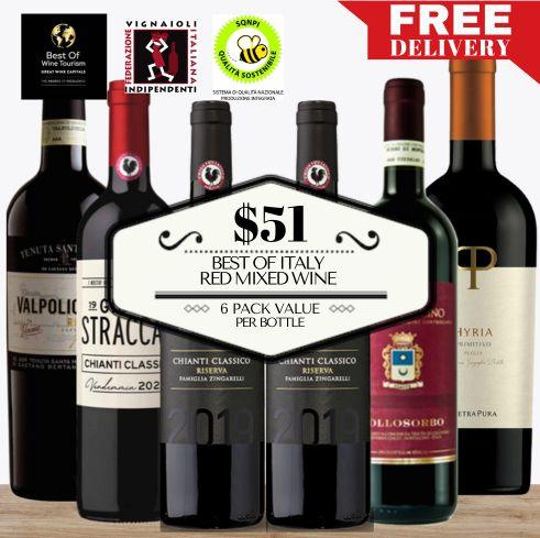 Best of Italy Red Mixed Wine ~ 6 Pack Value