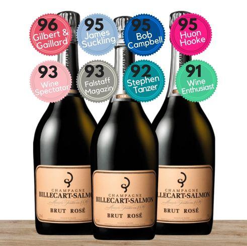 Billecart Salmon Brut Rose Magnum - Champagne France - 3 Pack Value