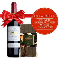 Bordeaux French Red Wine & Gourmet Chocolate Gift-Wrapped