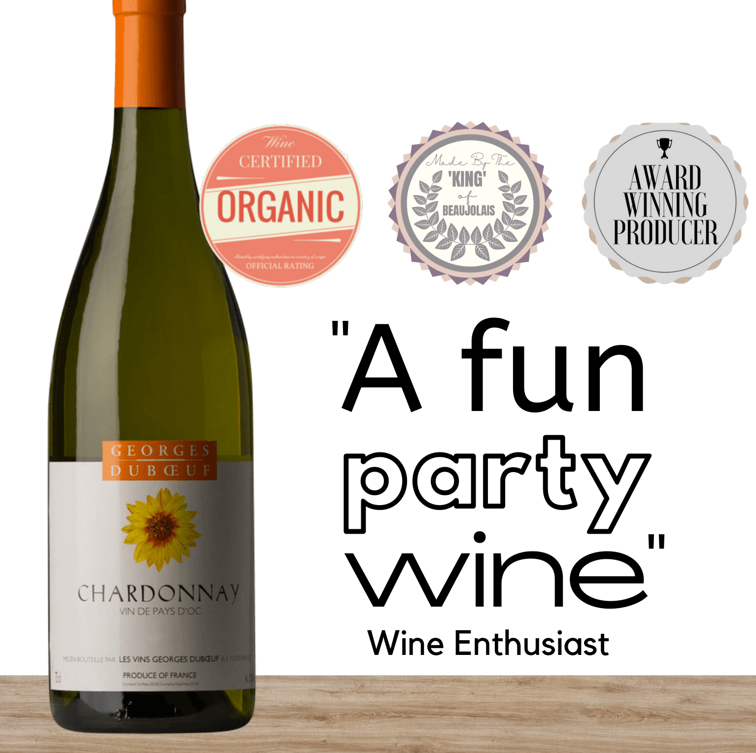 Georges Duboeuf Chardonnay Pays D'OC Blanc IGP (Organic) - Southern France