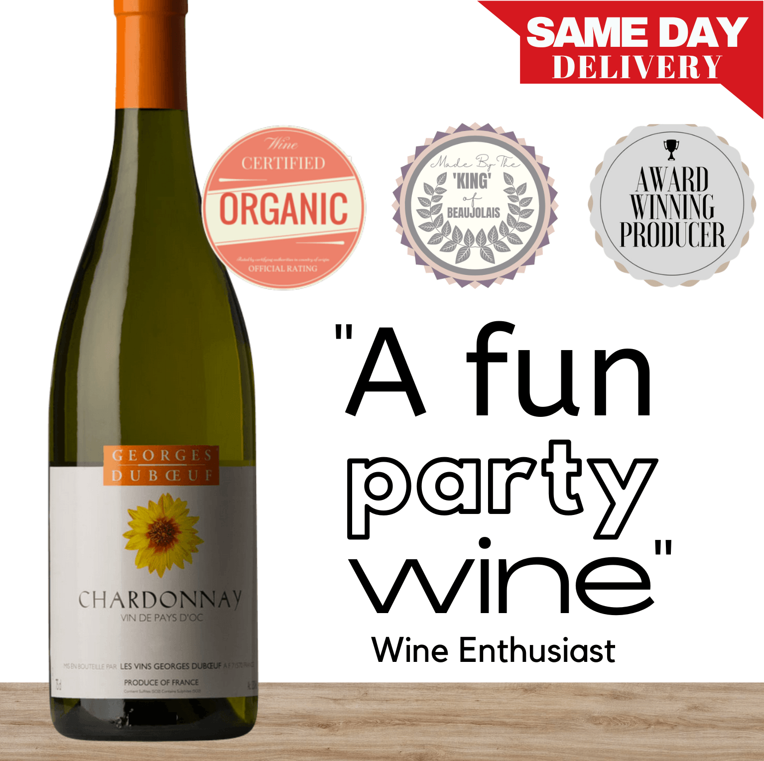 Georges Duboeuf Chardonnay Pays D'OC Blanc IGP (Organic) - Southern France