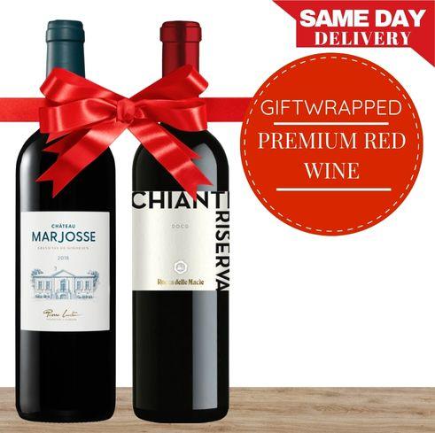 Two Red Premium Wine Gift Wrapped & Card