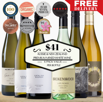 Aussie & New Zealand Premium Mixed White Wine - 6 Pack