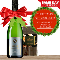 Champagne & Gourmet Chocolate Christmas Gift-Wrapped