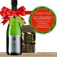 Champagne & Gourmet Chocolate Christmas Gift-Wrapped