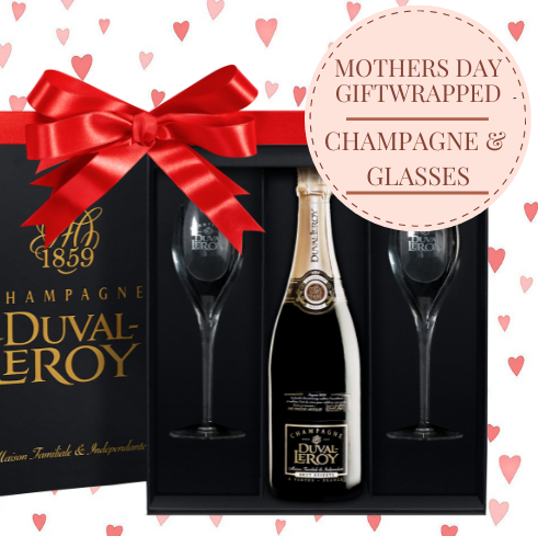 French Champagne + 2 Crystal Glasses - Gift Box with Card