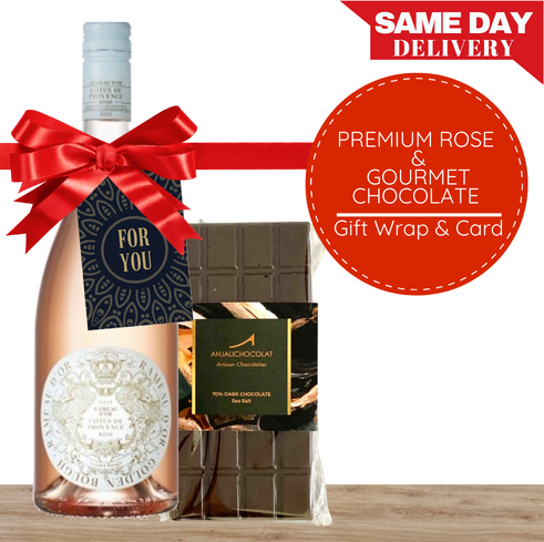 Premium Rosé & Gourmet Chocolate Gift-Wrapped