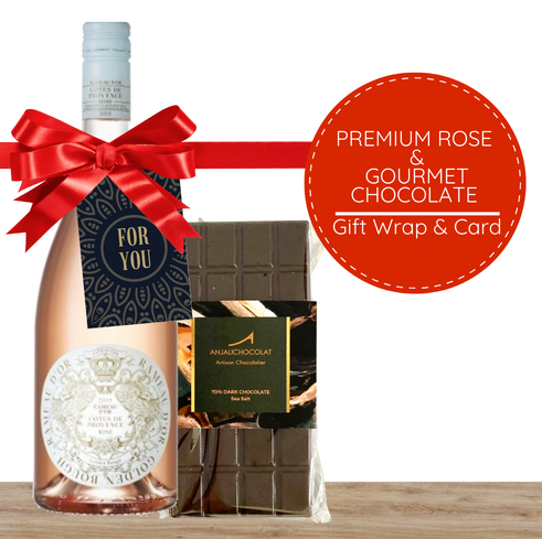 Premium Rosé & Gourmet Chocolate Gift-Wrapped