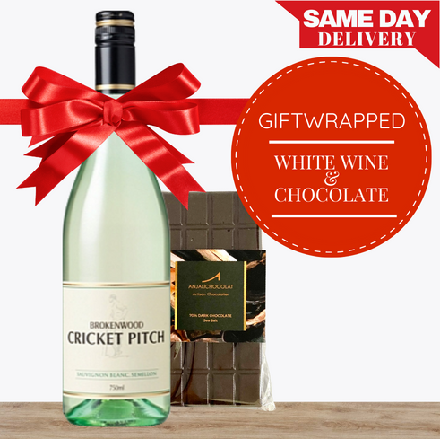 White Wine & Gourmet Chocolate - Gift Wrapped