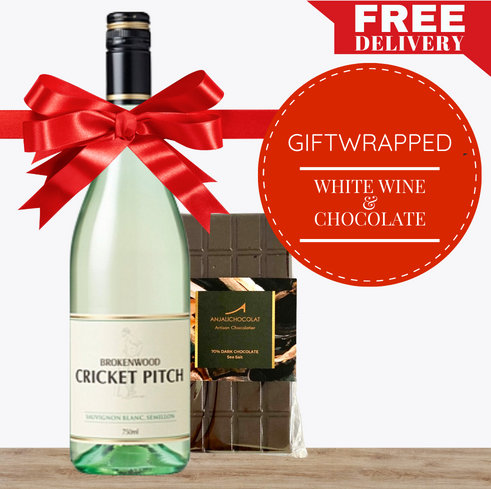 White Wine & Gourmet Chocolate - Gift Wrapped