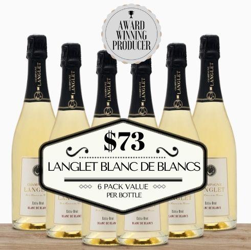 Langlet Blanc de Blancs Extra-Brut Bouteille Blanche Champagne - 6 Pack Value