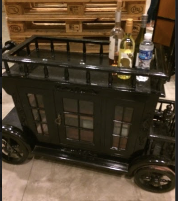 Black Vintage Designed Wooden Display Cart