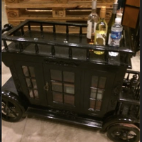 Black Vintage Designed Wooden Display Cart