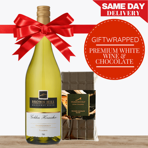 Premium White Wine & Gourmet Chocolate - Gift Wrapped