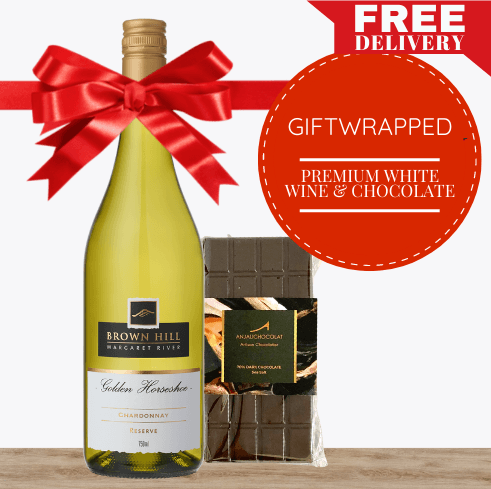 Premium White Wine & Gourmet Chocolate - Gift Wrapped