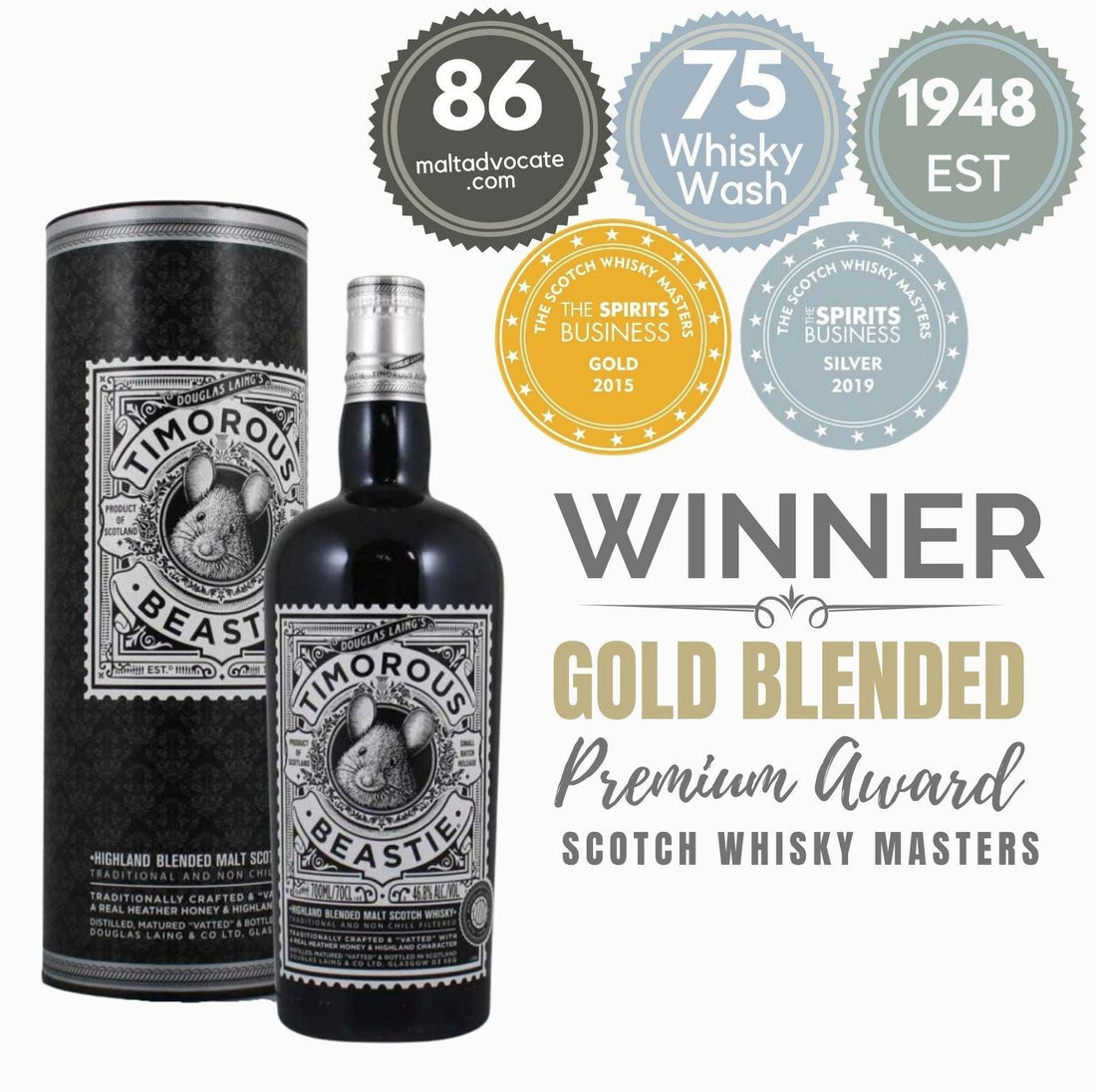 Timorous Beastie Small Batch Blended Malt Whisky ~ Highlands, Scotland
